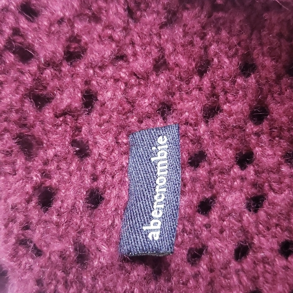 Abercrombie deep cranberry wine open weave knit sweater split neck Size Large - Picture 6 of 7
